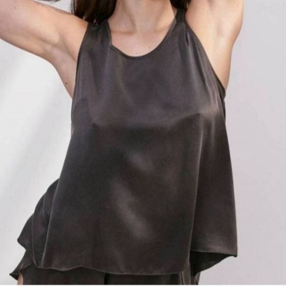Lunya meditative slate gray washable tulip back tank top - Picture 1 of 10
